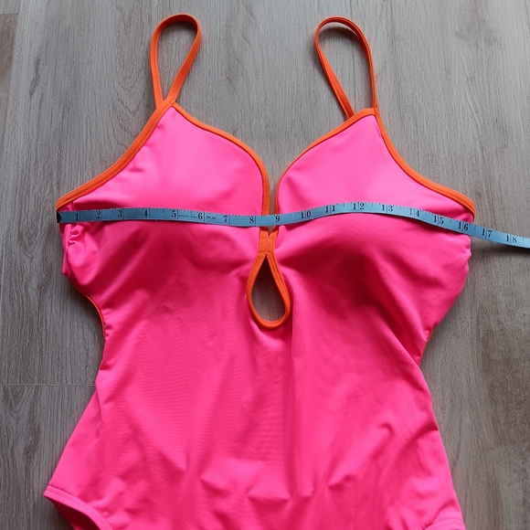 NEW Kate Spade One Piece Swimsuit Radiant Pink Orange Low Back Keyhole Size XL - Picture 5 of 10